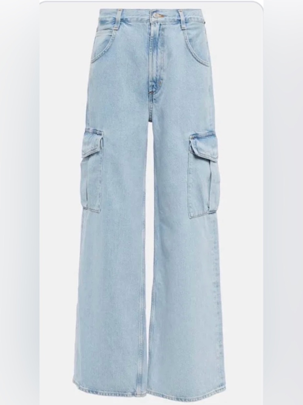 Agolde Light Blue Wide Leg Cargo Jeans